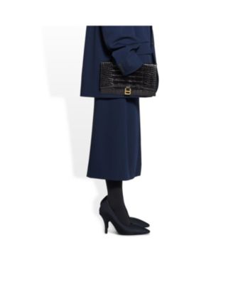 Hourglass Flat Pouch with Flap Crocodile Embossed