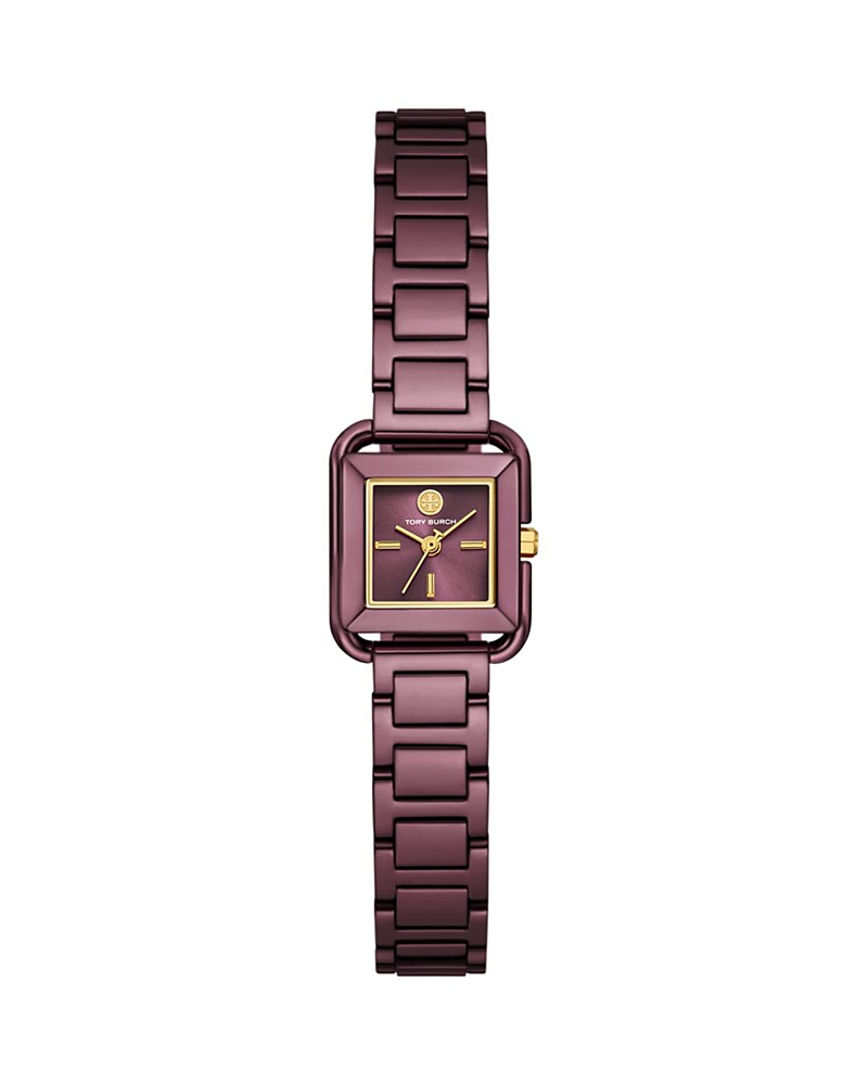 Tory Burch Women's The Kira Square Purple Stainless Steel Bracelet Watch 18mm In Purple/purple