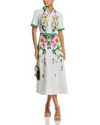 Cotton Flower Print Shirt Dress