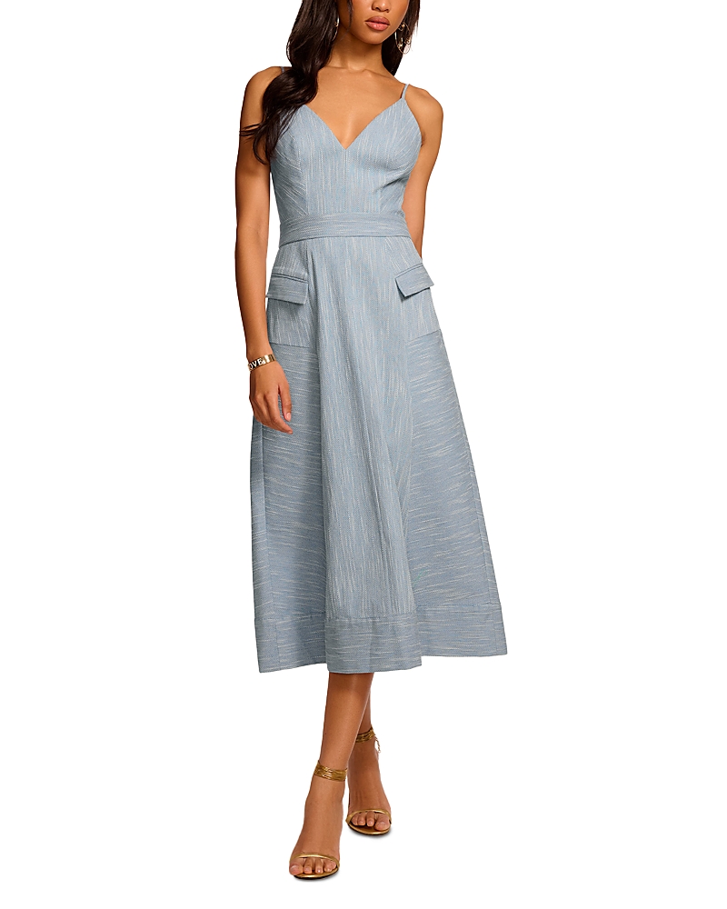 Shop Ramy Brook Cassia Midi Dress In Light Indigo Slub