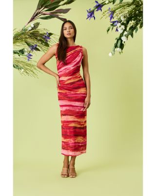 Ruffled Trim Midi Dress