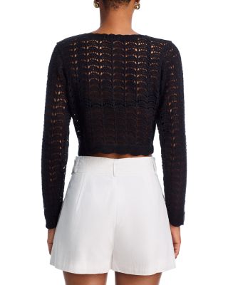 Crochet V Neck Cardigan Sweater - Exclusive