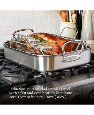 Provisions 16.5-Inch Clad Stainless Steel Roaster with Rack, Large