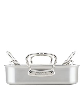 Provisions 14.5-Inch Clad Stainless Steel Roaster with Rack, Small