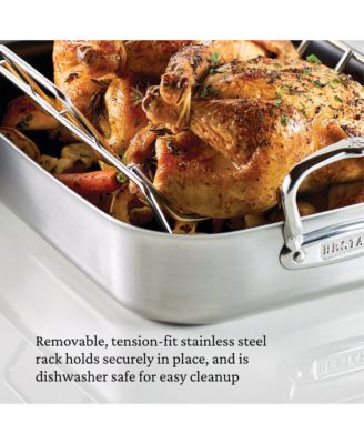Provisions 14.5-Inch Clad Stainless Steel Nonstick Roaster with Rack, Small