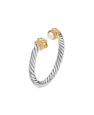 Renaissance Ring in Sterling Silver with 14K Yellow Gold, Pearls & Diamonds, 2.3mm