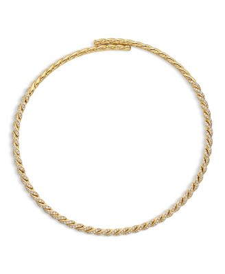 Sculpted Cable Flex Necklace in 18K Yellow Gold with Diamonds, 5mm
