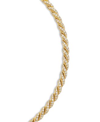 Sculpted Cable Flex Necklace in 18K Yellow Gold with Diamonds, 5mm