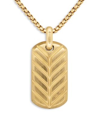 Men's Rhodium-Plated & 18K Yellow Gold Chevron Diamond Tag Pendant 