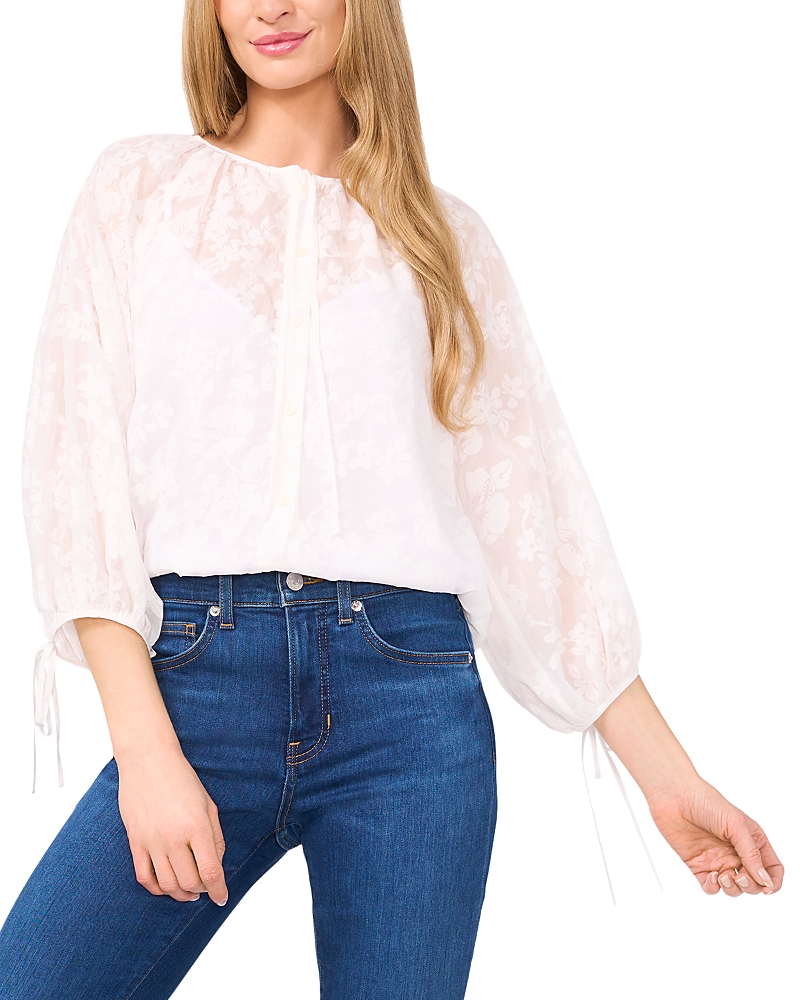 CeCe Floral Lace Puff Sleeve Blouse