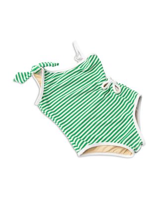 Girls' Green Stripe Ribbed One Piece Swimsuit - Little Kid, Big Kid