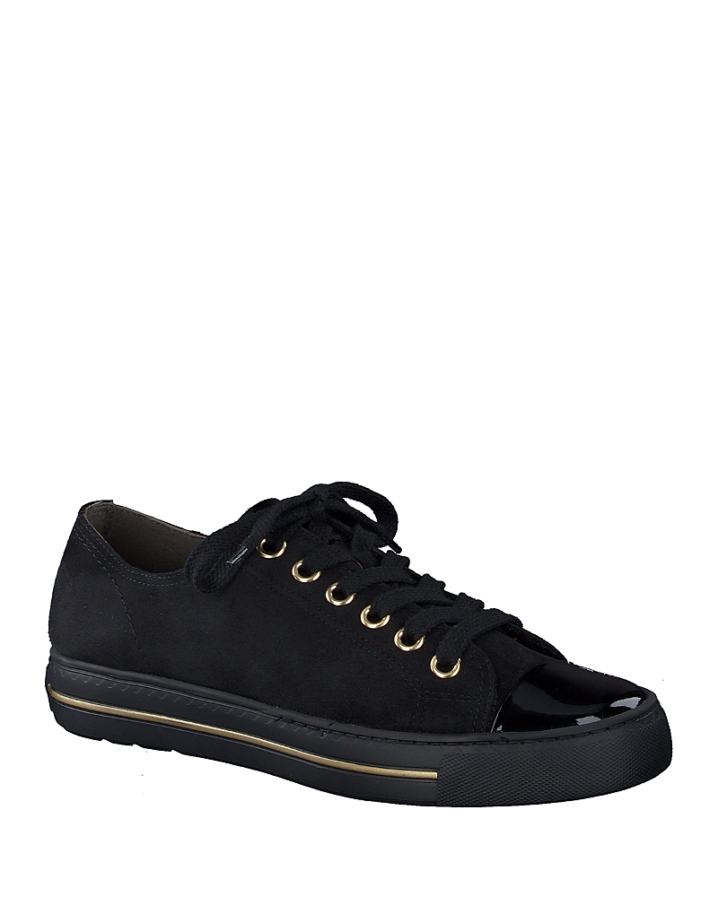 Paul Green Sophie Sneaker In Black Suede Patent