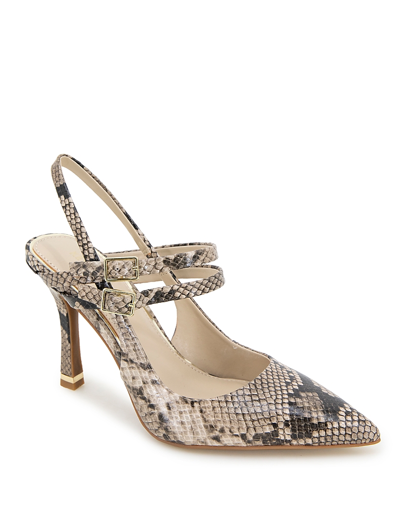 Kenneth Cole Raquel Pointed Toe Slingback Pump In Taupe Snake