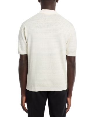 Striped Johnny Collar Knit Polo