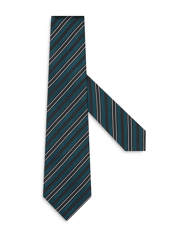 Zegna Teal Blue Silk And Cotton Tie In Teal Blue