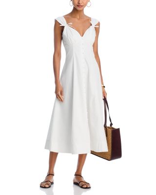 AQUA - Cotton Poplin Midi Dress - Exclusive