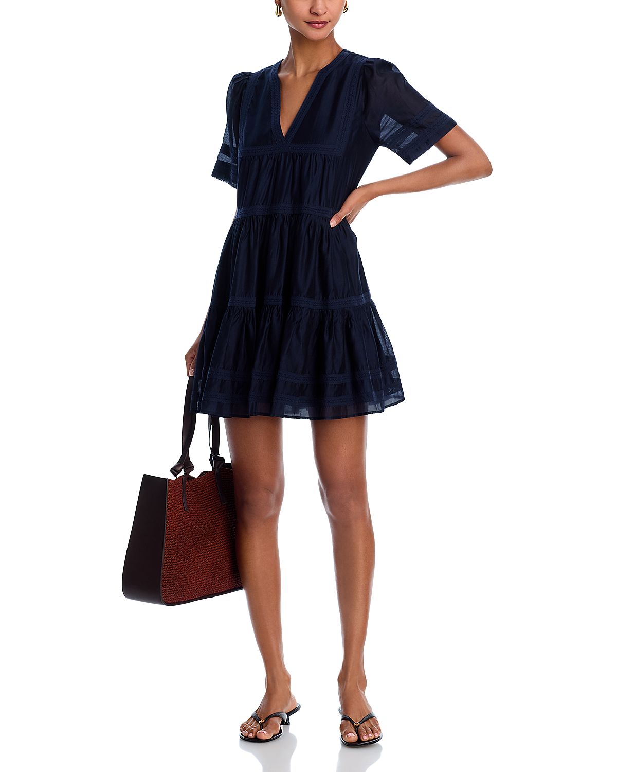 Aqua Lace Voile Short Sleeve Dress - Exclusive