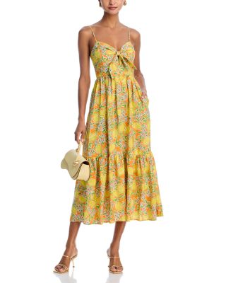 Lemon Tie Front Midi Dress - Exclusive