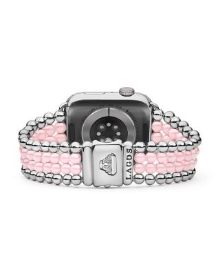 Stainless Steel & Pink Ceramic Smart Caviar Watch Band for Apple Watch&reg;