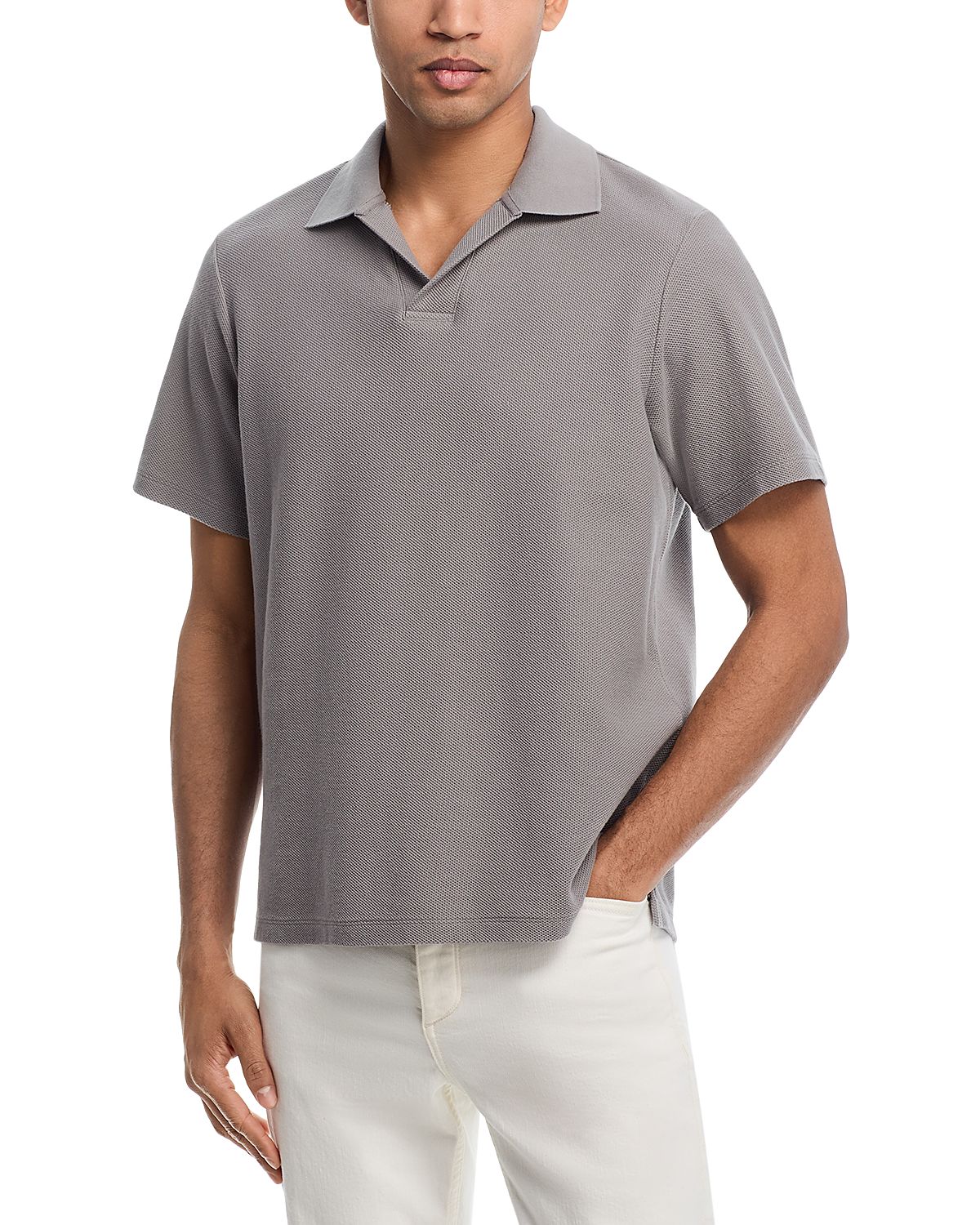 Frame Jacquard Short Sleeve Open Collar Polo Shirt
