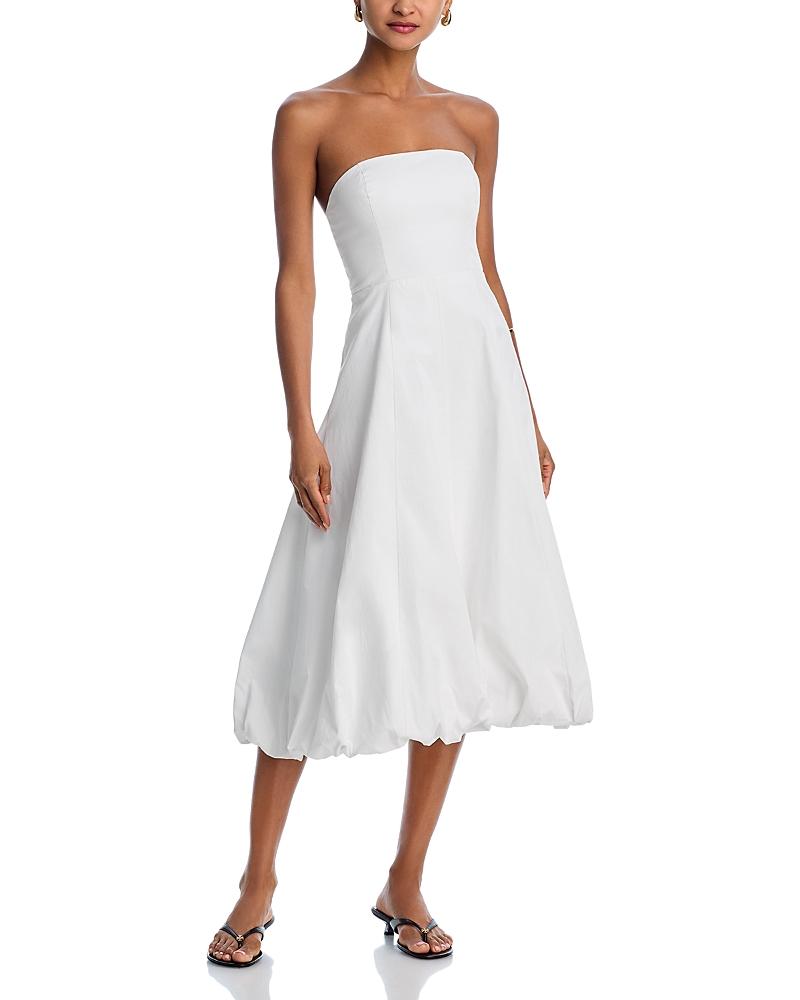 AQUA STRAPLESS MIDI BUBBLE DRESS - EXCLUSIVE