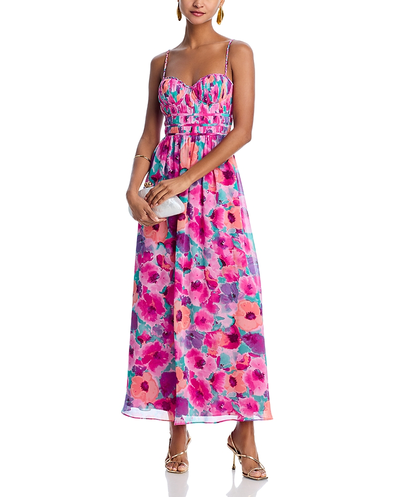 Aqua Floral Sleeveless Maxi Dress - Exclusive