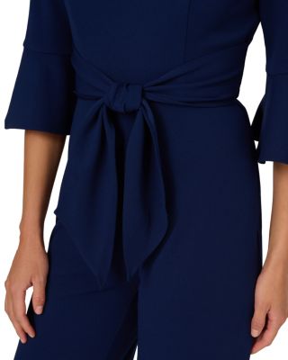 Knit Crepe Tie Front Jumpsuit