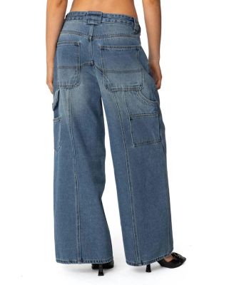 Tal Baggy Low Rise Carpenter Jeans in Blue Wash