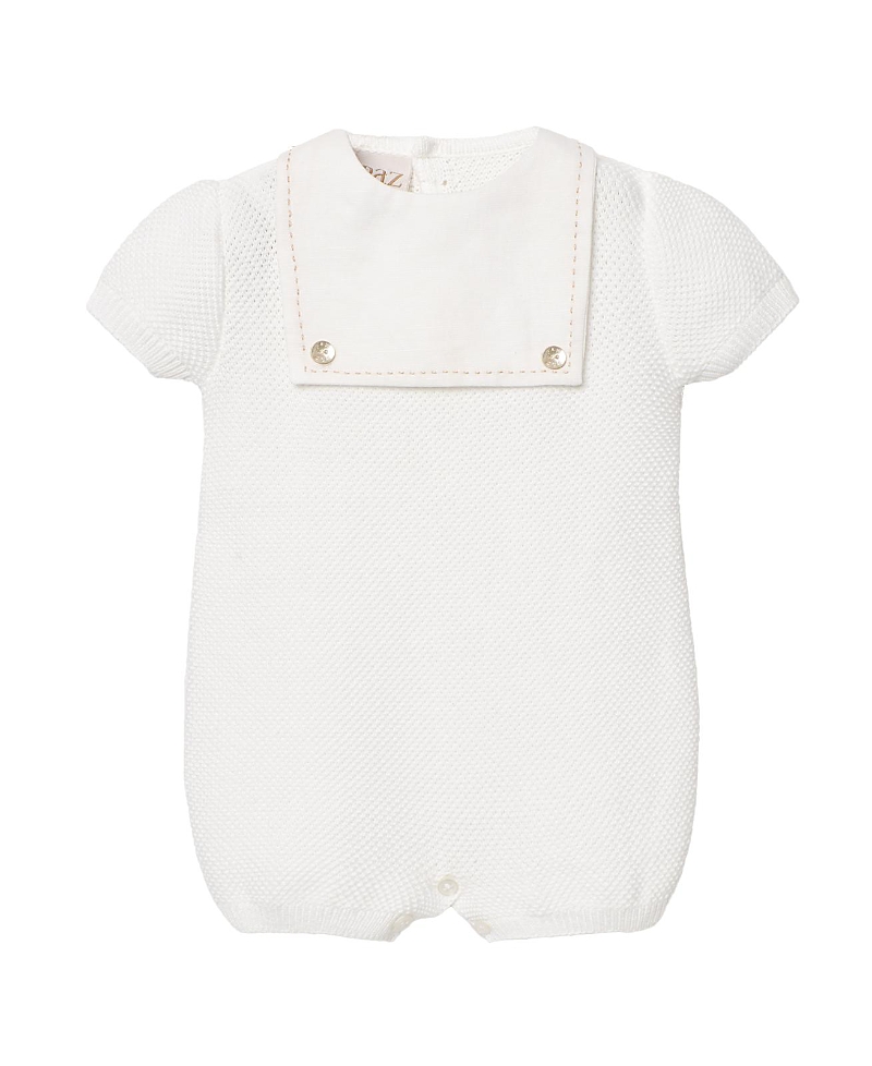 Paz Rodriguez Unisex Lino Short Romper - Baby In White