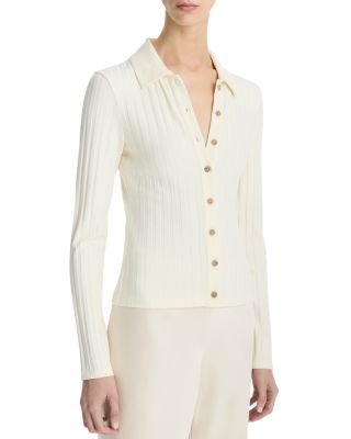 Rib Knit Collared Cardigan