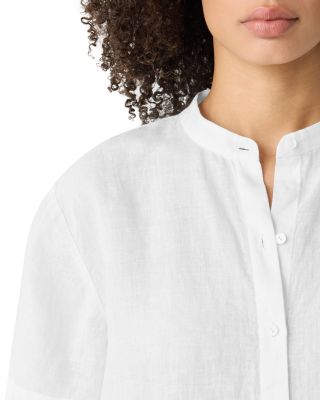 Linen Mandarin Collar Shirt