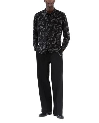 Printed Long Sleeve Button Front Shirt