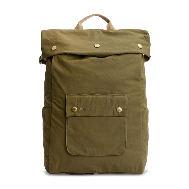 Barbour Transport Foldover Top Cotton Backpack In Dusky Green