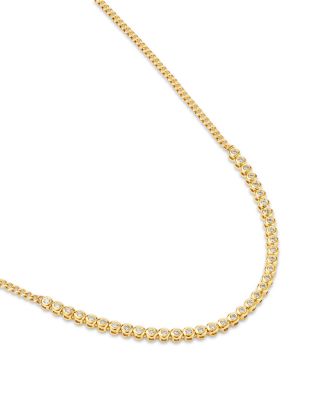 14K Yellow Gold Tennis Collection Diamond Collar Necklace, 14-16"