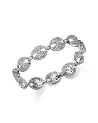 Bloomingdale's Fine Collection - Diamond Pav&eacute; Unisex Mariner Link Bracelet in 14K White Gold, 2.0 tcw