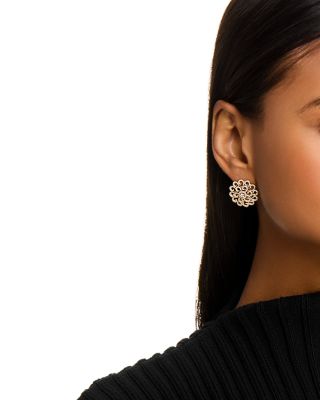 Diamond Filigree Statement Earrings in 14K Yellow Gold, 1.0 tcw