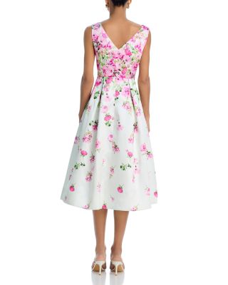 Floral Print Mikado Cocktail Dress