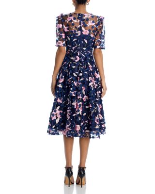 Three Quarter Sleeve Illusion Yoke Dress