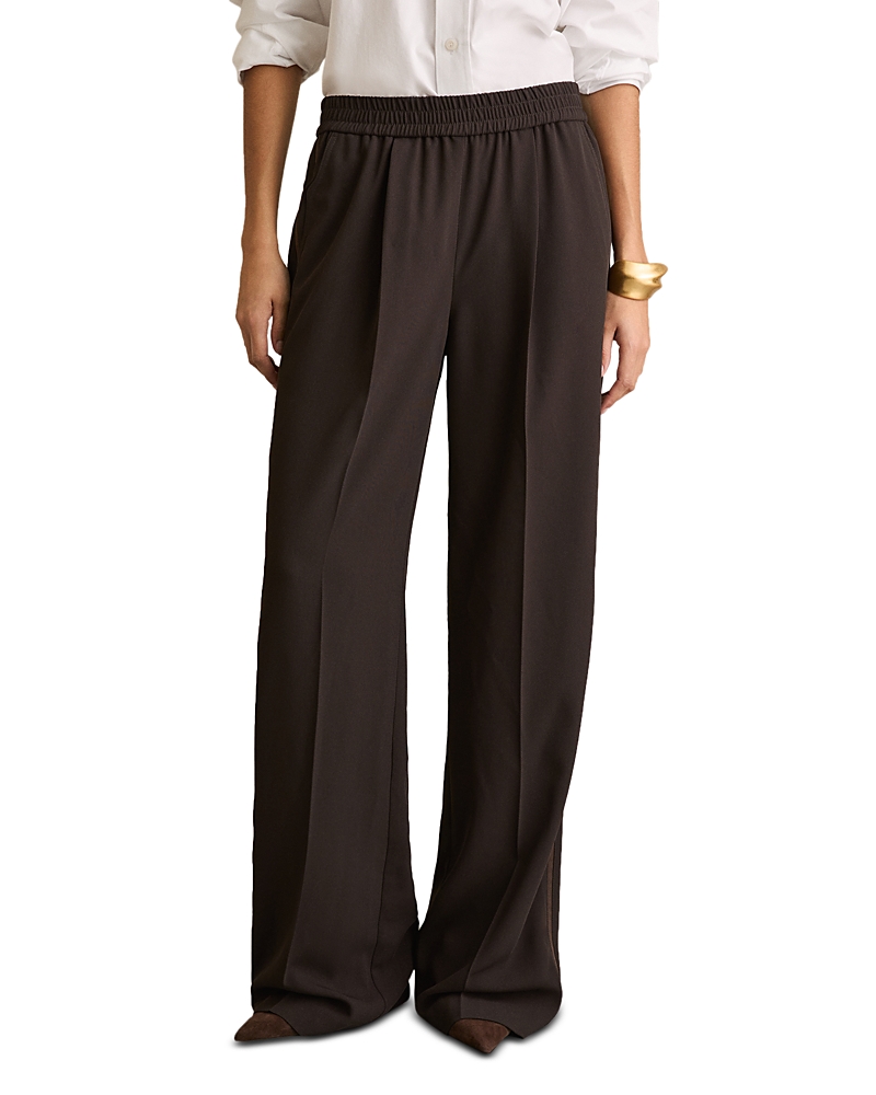 Shop Reiss Side Stripe Wide Leg Pants In Chocolate