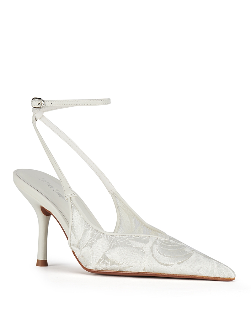 Jeffrey Campbell Exec Ankle Strap Pointed Toe Pump In Ivory
