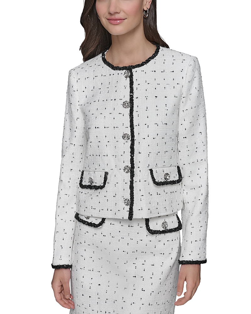 KARL LAGERFELD TWEED BEADED EDGE JACKET