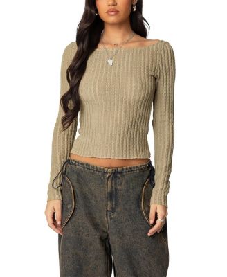 Textured Sheer Boat Neck Top