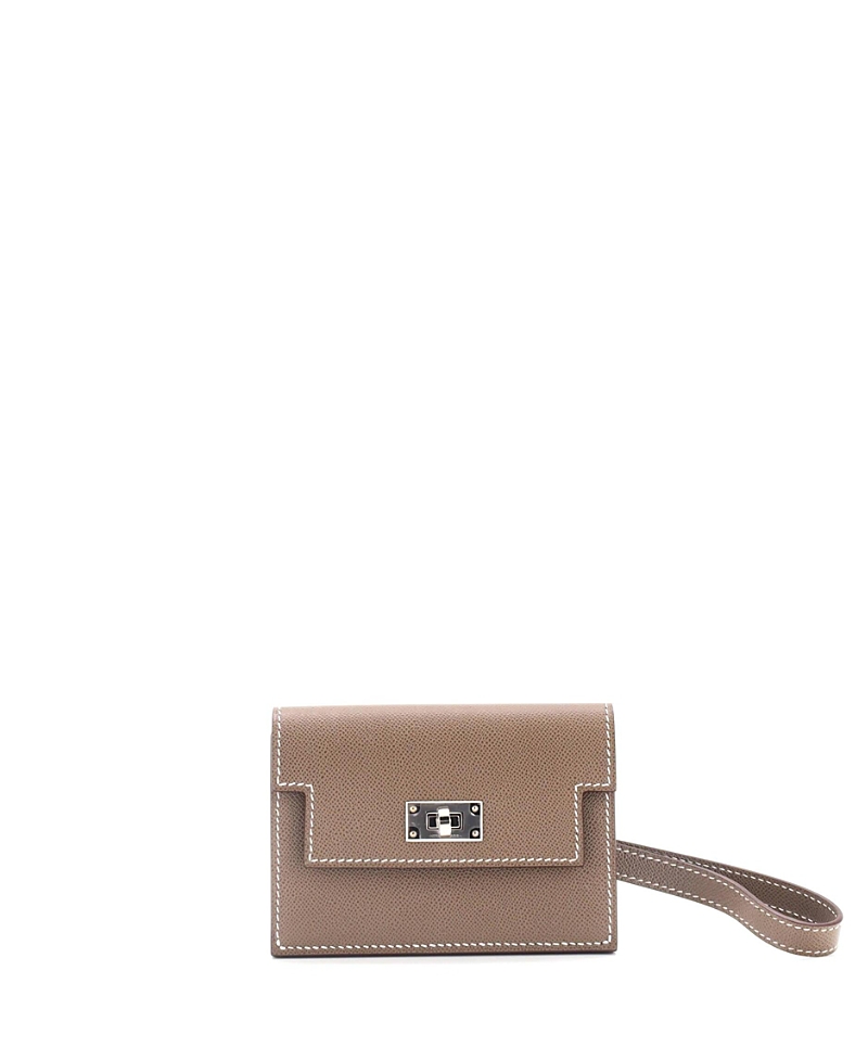 Pre-owned Pre-owned Hermes Hermes Kelly Pocket Slim Wristlet Wallet Madame In Gray