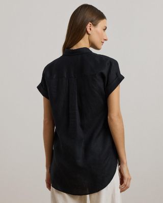 Linen Dolman Sleeve Button Down Shirt, Regular & Petite