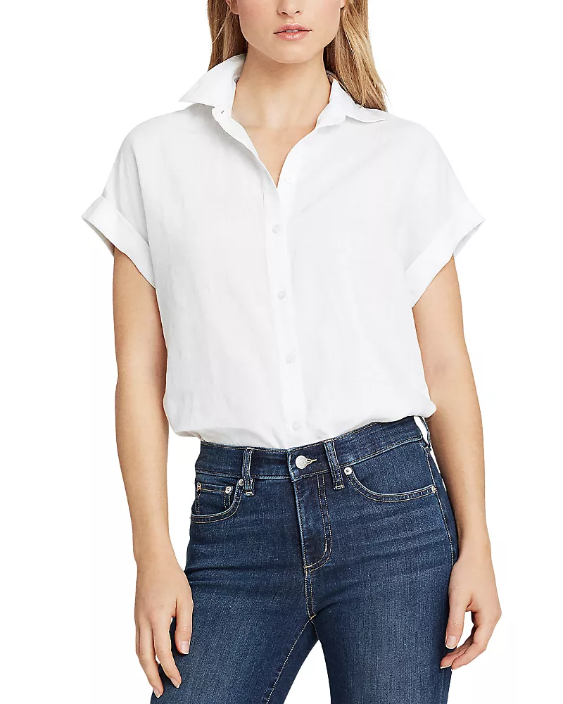 Lauren Ralph Lauren Linen Dolman Sleeve Button Down Shirt, Regular & Petite