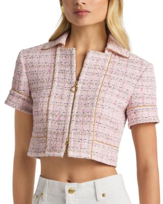 St. John - Metallic Tweed Cropped Jacket