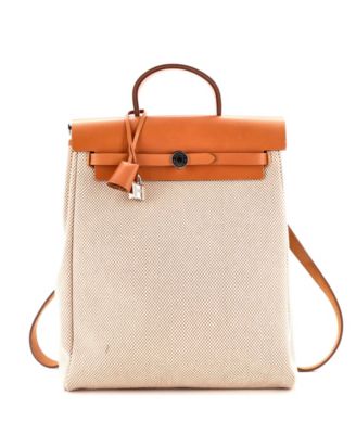 Pre-Owned HERMÈS - Herbag A Dos Zip Backpack Toile and Leather