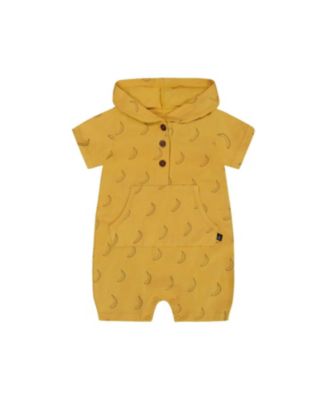 Boys' Printed Organic Cotton Hooded Romper - Baby