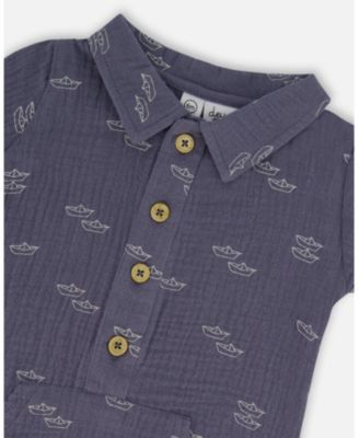 Boys' Printed Muslin Romper - Baby