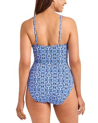 Terrazzo Tile Tie Front One Piece Swimsuit